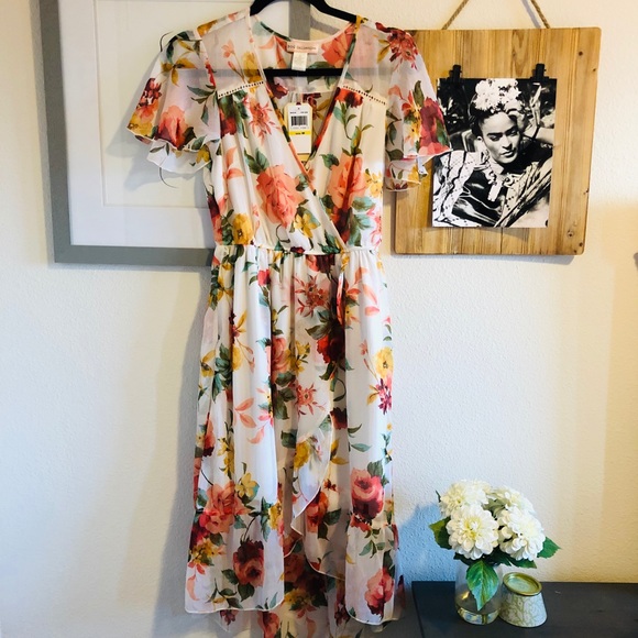 BOG Collective Dresses & Skirts - Floral dress with ruffle hem